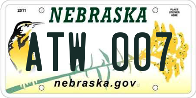 NE license plate ATW007