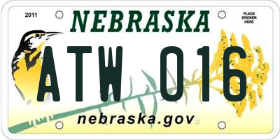 NE license plate ATW016