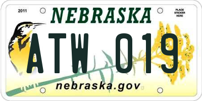 NE license plate ATW019