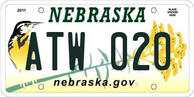 NE license plate ATW020