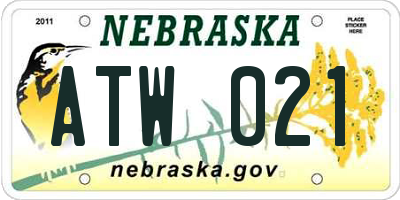 NE license plate ATW021