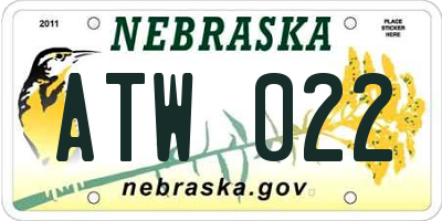 NE license plate ATW022