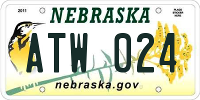 NE license plate ATW024