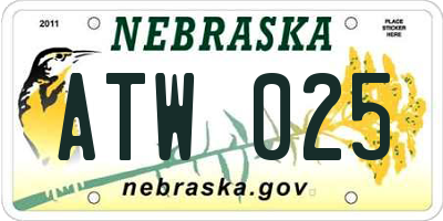 NE license plate ATW025