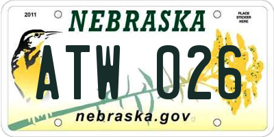 NE license plate ATW026