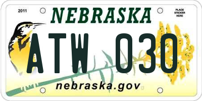 NE license plate ATW030