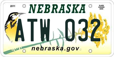 NE license plate ATW032