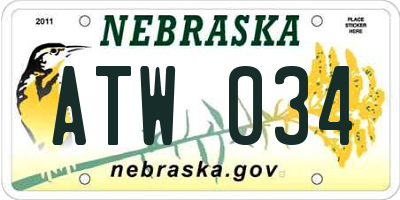 NE license plate ATW034