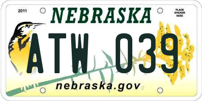 NE license plate ATW039
