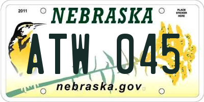 NE license plate ATW045