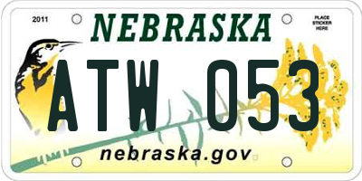 NE license plate ATW053