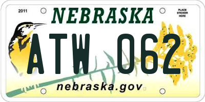 NE license plate ATW062