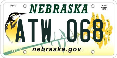 NE license plate ATW068