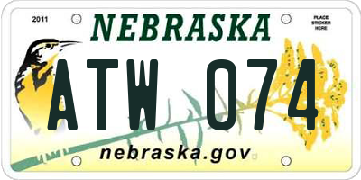 NE license plate ATW074