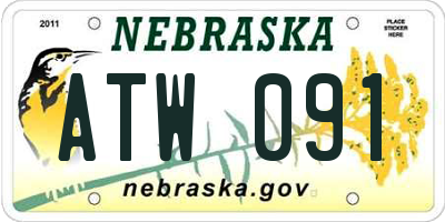 NE license plate ATW091