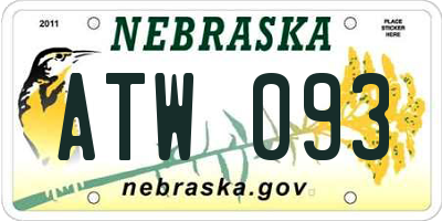 NE license plate ATW093
