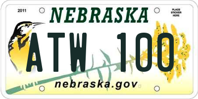 NE license plate ATW100
