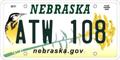 NE license plate ATW108