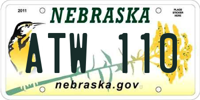 NE license plate ATW110