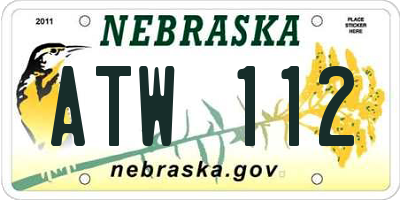 NE license plate ATW112