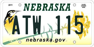 NE license plate ATW115