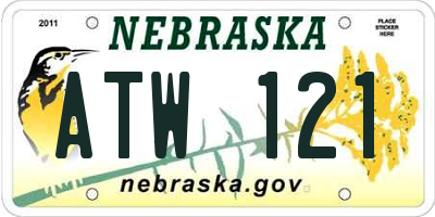NE license plate ATW121