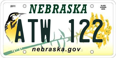 NE license plate ATW122