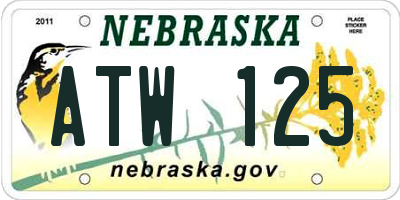 NE license plate ATW125