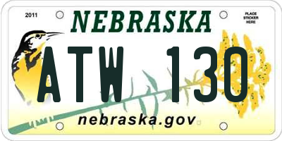 NE license plate ATW130
