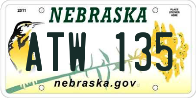 NE license plate ATW135