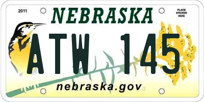 NE license plate ATW145