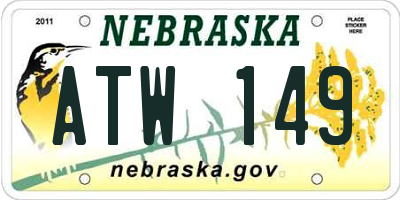NE license plate ATW149