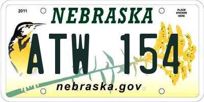 NE license plate ATW154