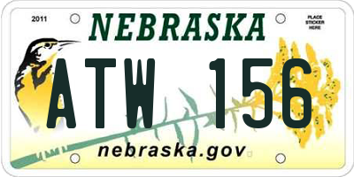 NE license plate ATW156
