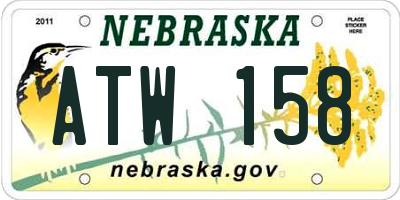 NE license plate ATW158