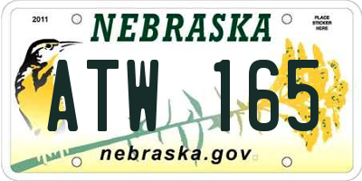 NE license plate ATW165