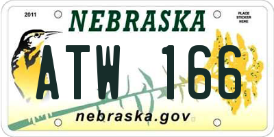 NE license plate ATW166