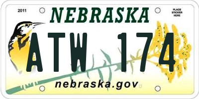 NE license plate ATW174