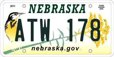 NE license plate ATW178
