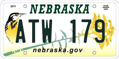 NE license plate ATW179