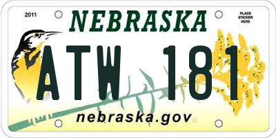 NE license plate ATW181