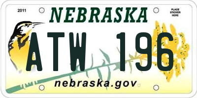 NE license plate ATW196