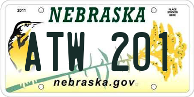 NE license plate ATW201