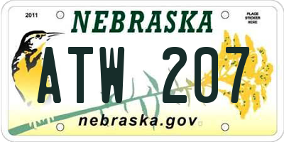 NE license plate ATW207