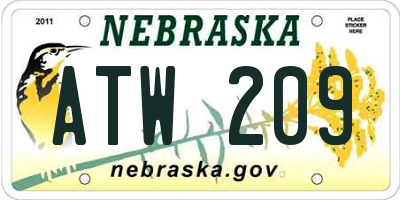NE license plate ATW209