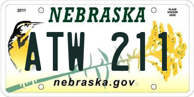 NE license plate ATW211