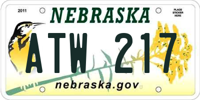 NE license plate ATW217