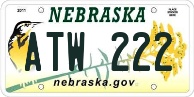 NE license plate ATW222