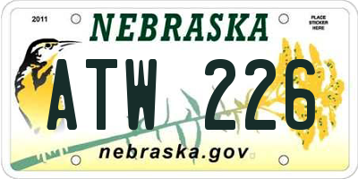 NE license plate ATW226