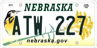 NE license plate ATW227